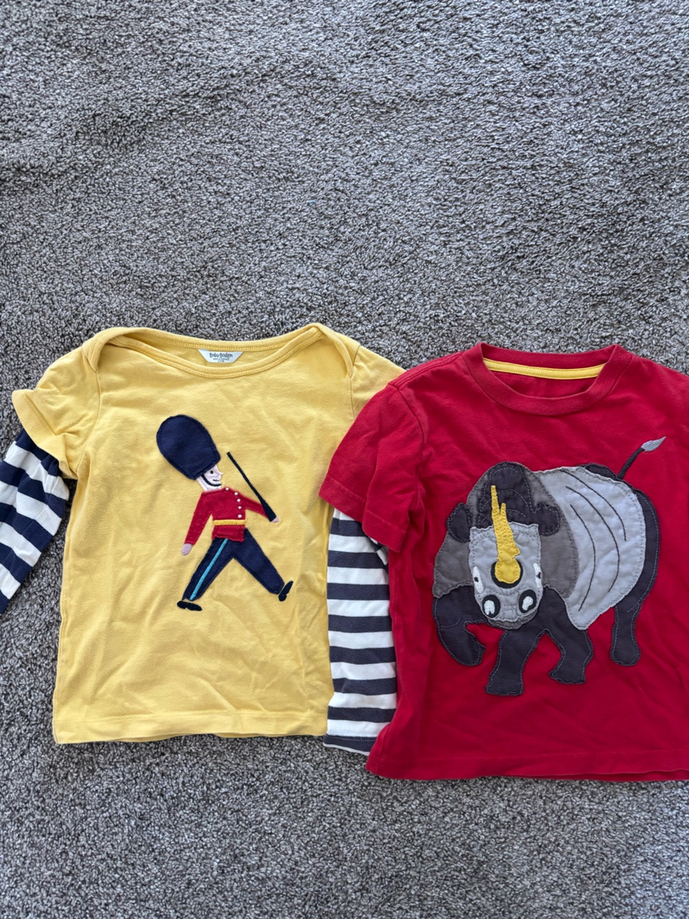 2-pc Baby Boden Yellow Long-Sleeve Top with Guard and Red Bear Applique size 2-3